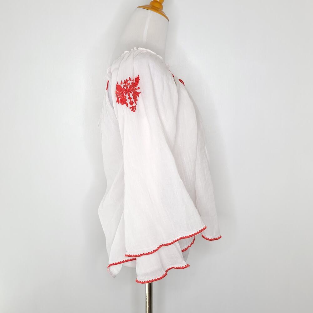 Ralph Lauren Denim & Supply Embroidered Peasant Blouse White Women Large - Picture 2 of 11